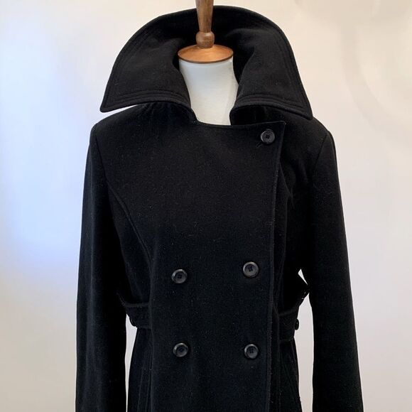 Guess black wool blend pea coat medium - Picture 1 of 11
